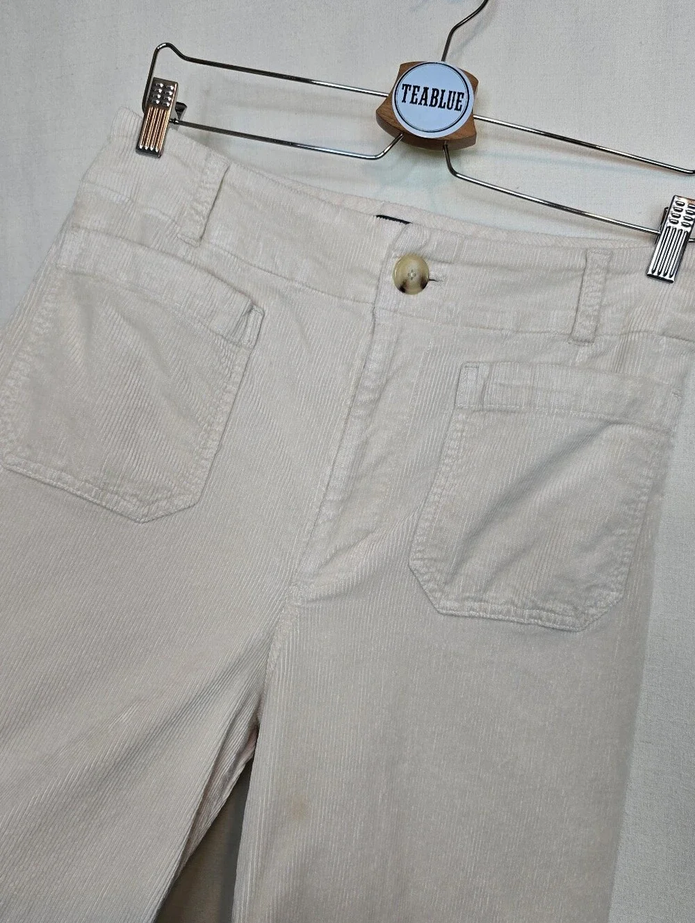 Maeve Anthropologie Colette Crop Pants Corduroy Wide Leg Trousers Cream 30 - Picture 7 of 13
